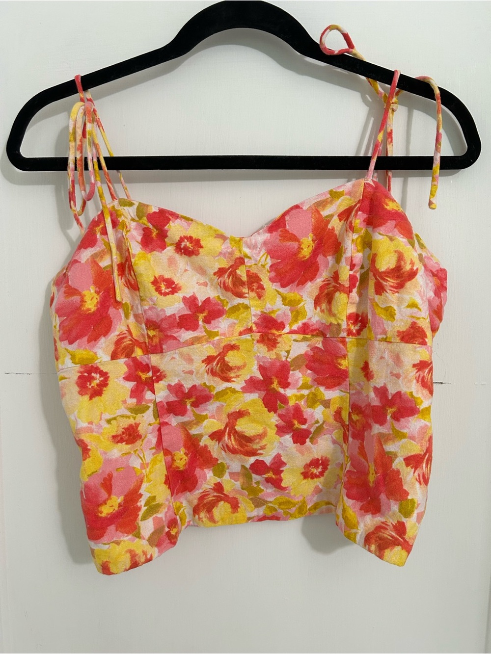 Old Navy Floral Linen Blend Crop Top Medium
